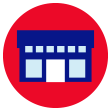 Icon of a commercial business building with several windows and a glass door